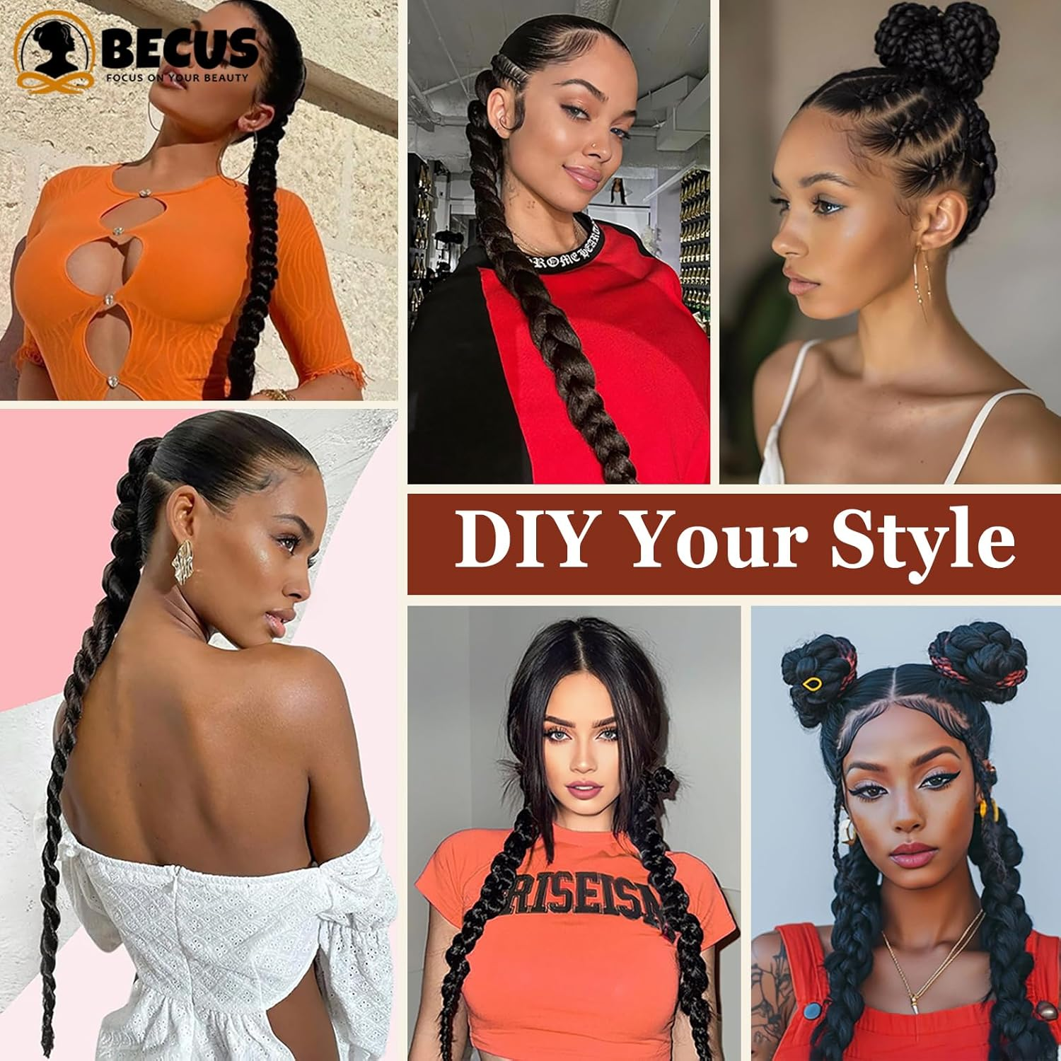 BECUS Long Braid Ponytail Extension with Elastic Tie Straight Sleek Wrap around Braid Hair Extensions for Women Ponytail Natural Soft Synthetic Hairpiece Black Brown 32 Inch(After Braided 30 Inch) - Blonde image number 5