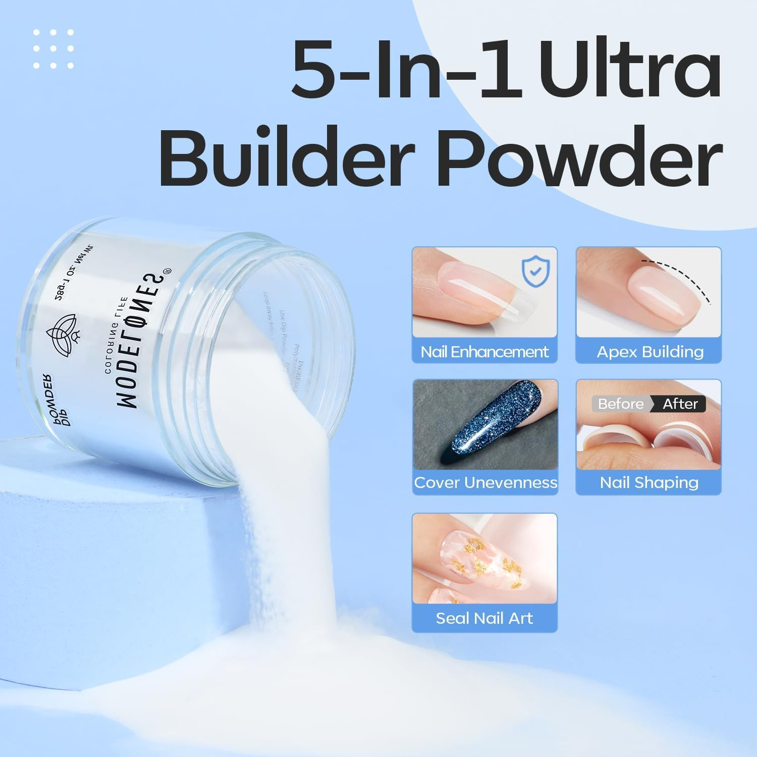 Modelones Dip Powder Clear Color, Nail Dipping Powder French Nail Art, 28+ Long-Lasting Build Powder Pro System Salon DIY at Home No Needed Lamp Cured image number 4