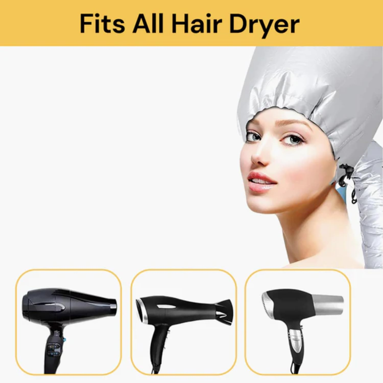 EZONEDEAL Hood Hair Dryer, Headband Integrated Reduces Heat around Ears & Neck, Adjustable Hooded Bonnet for Hand Held Hair Dryer Cap, Hair Dryer Hooded Diffuser Cap for Curly, Speeds up Drying Time image number 1