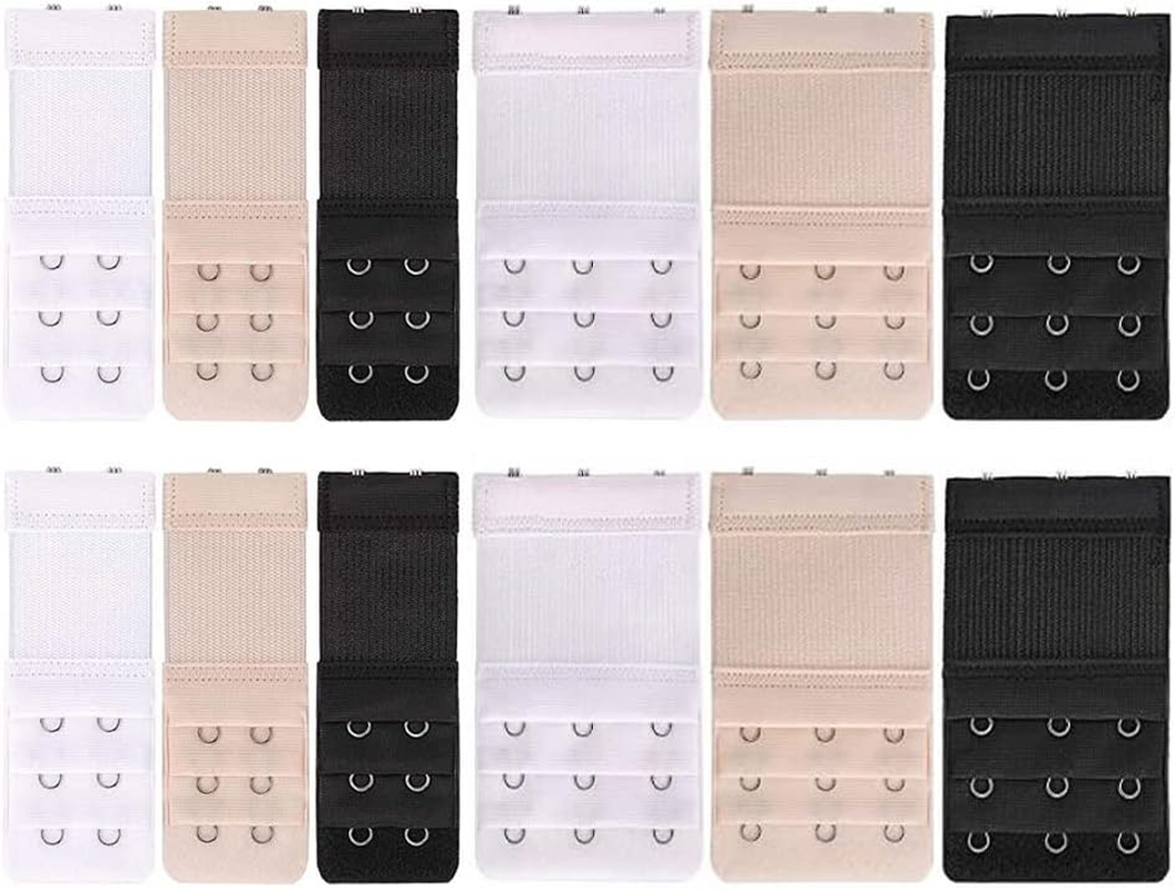 12 Pcs Women'S Bra Extenders 3 Hook / 2 Hook 3 Row Comfortable Stretchy Bra Extension Strap