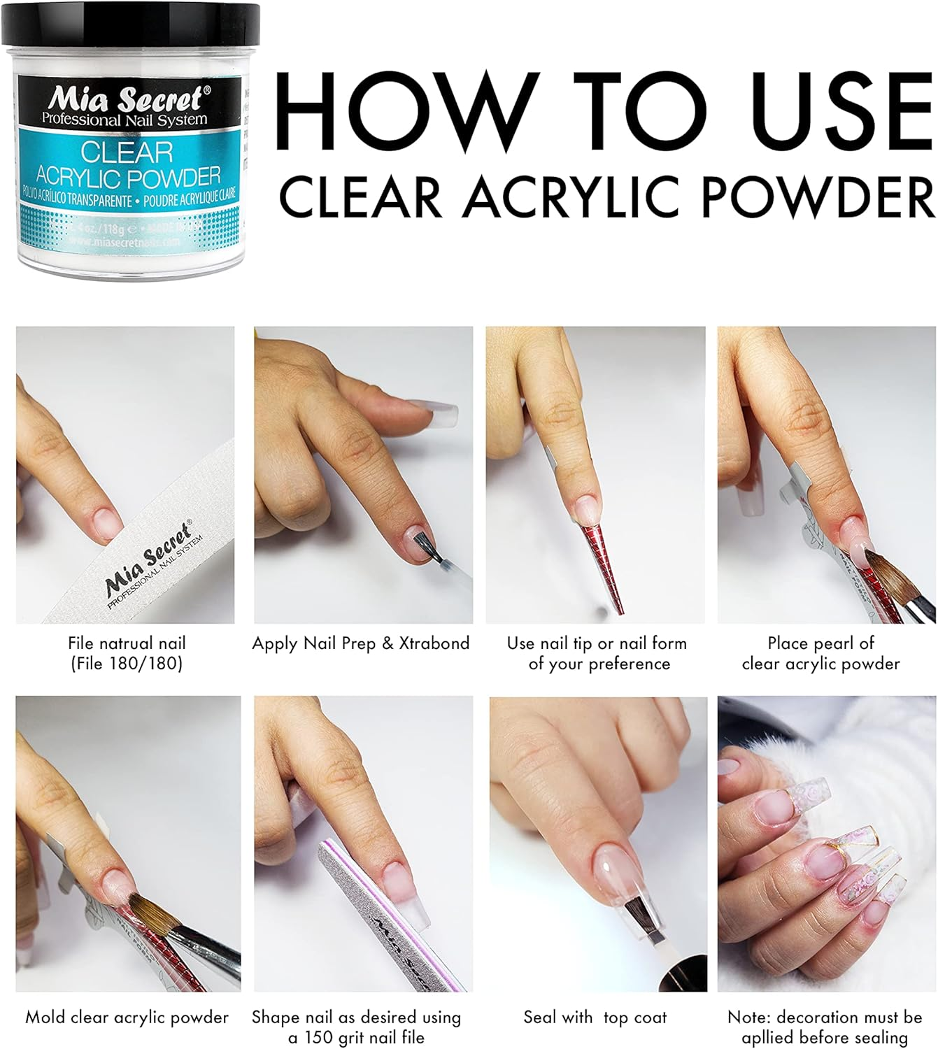 Professional Acrylic Nail System Clear Acrylic Powder 120Ml image number 4