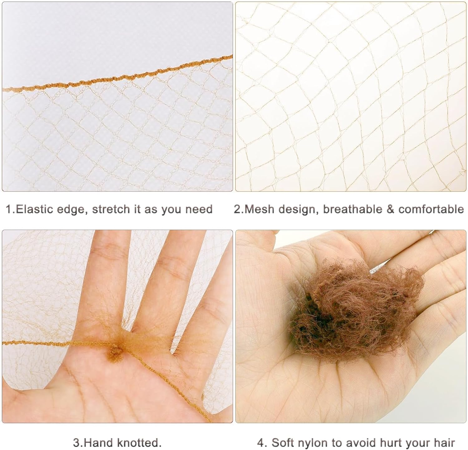 50PCS Hair Net Bun Net Hair Bun Shapers & 50PCS U Shaped Bobby Pins for Ballet Dancers Invisible Elastic Mesh Nets 50Cm Hair Accessories for Styling Ballet Bun Maker for Women Girls Kids | Light Brown image number 6