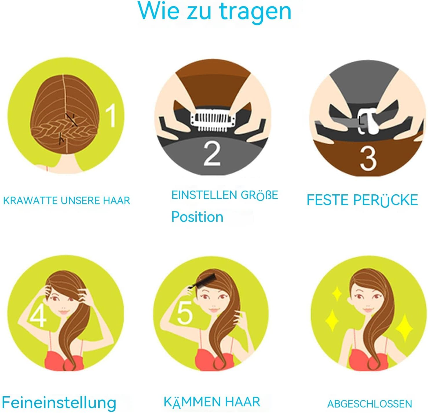 Yellow Short Women'S Wig with Ponytail Halloween Carnival Cosplay Anime Hair with Red Bow Hairpin image number 1