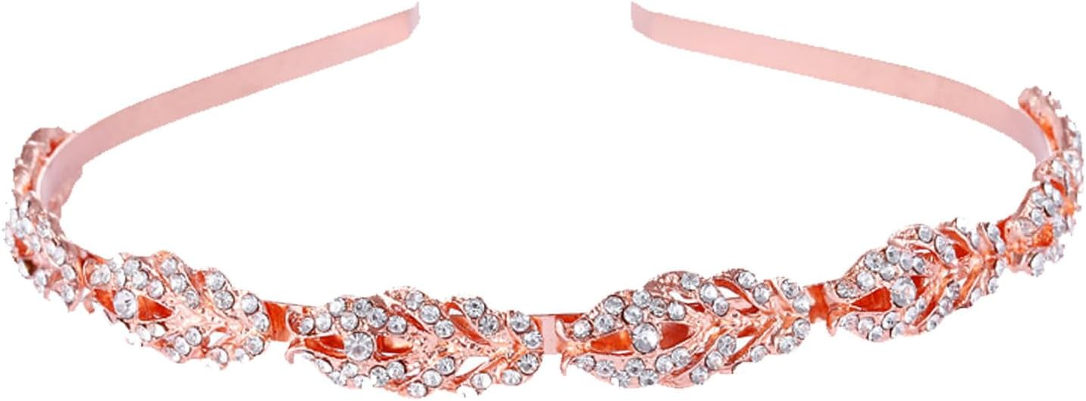 Bridal Headpiece Wedding Headband Fashion Shiny Crystal Headband Headwear Rhinestone Beaded Hair Band for Women (Pink) image number 1