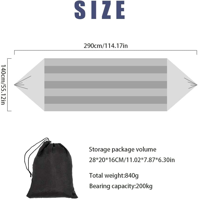 Valuehall Camping Hammock with Mosquito Net Lightweight Double Hammock Portable Hammocks Parachute Nylon Hammock for Indoor,Outdoor, Hiking, Camping, Backpacking, Travel, Backyard, Beach V7079B image number 6