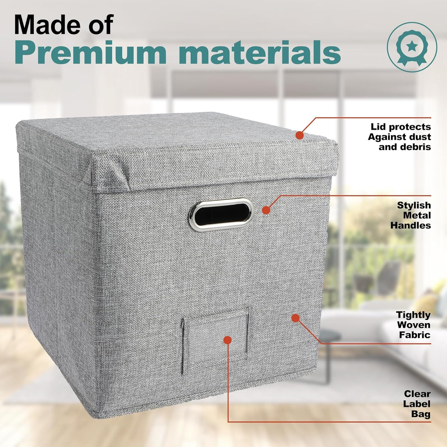 Vinyl Record Storage Box with Lid Stackable Album Storage Organizer Can Hold 50 Albums Record Storage Album Display for Photo Album Storage Birthday New Year Anniversary 33&times;33&times;33Cm image number 1