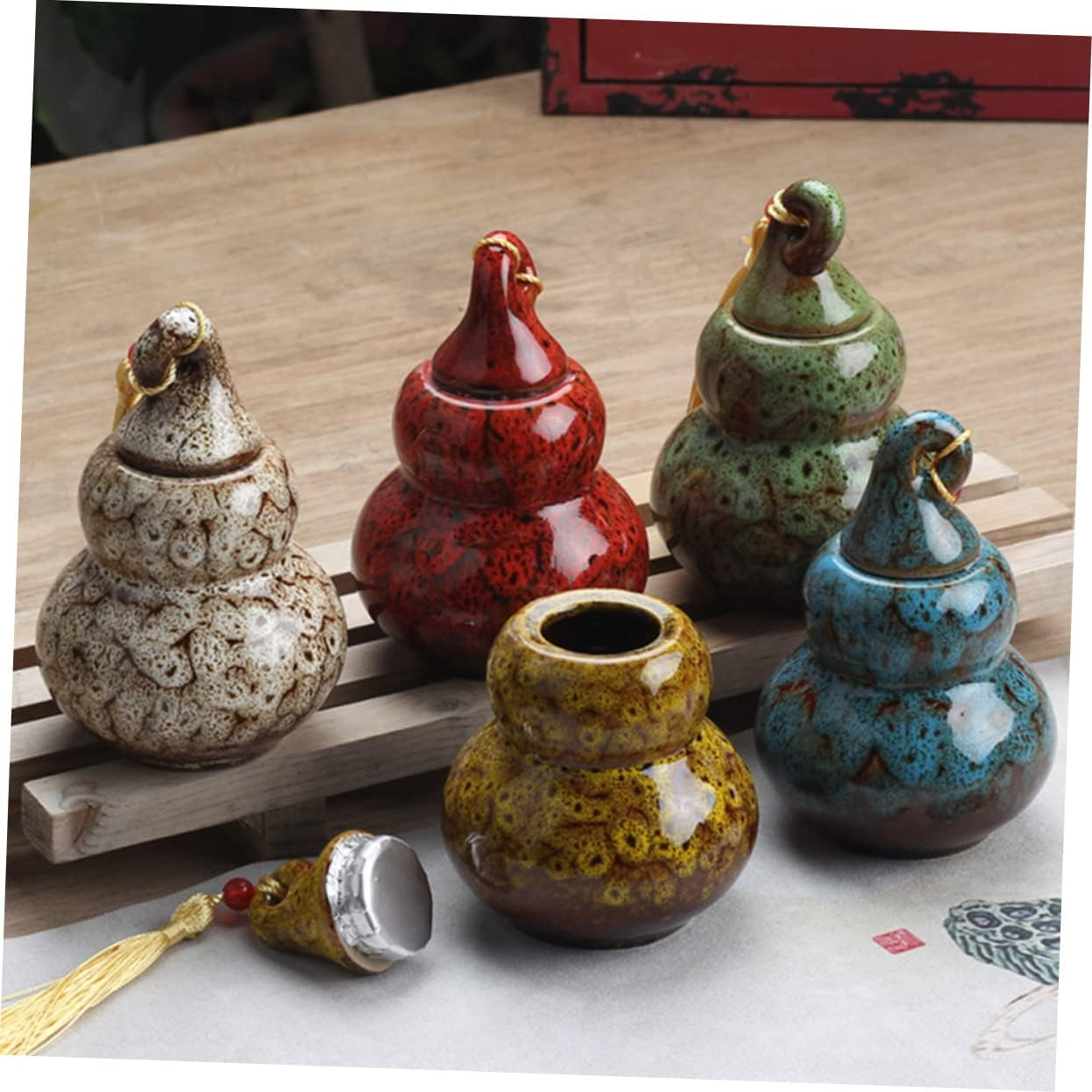 GRIRIW 2Pcs Home Tea-Leaf Jar Multi-Functional Tea Canister Ceramic Storage Can Preserving Jars Lids for Pantry image number 6