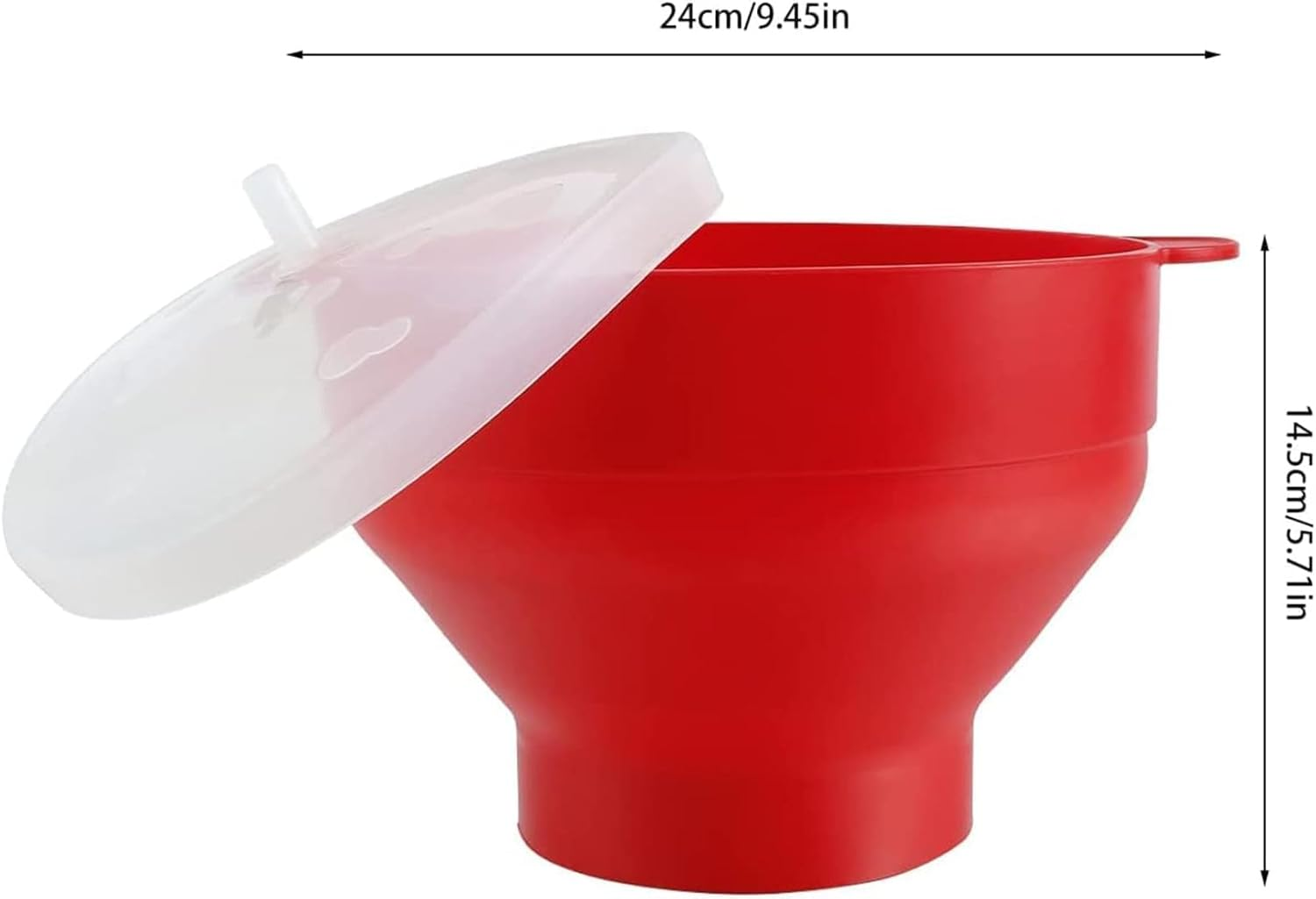 TINGJUNN Microwave Silicone Popcorn Maker Popcorn Bowl Silicone Collapsible Popcorn Maker with Lid and Handle BPA Free, Dishwasher Safe (Black) image number 3