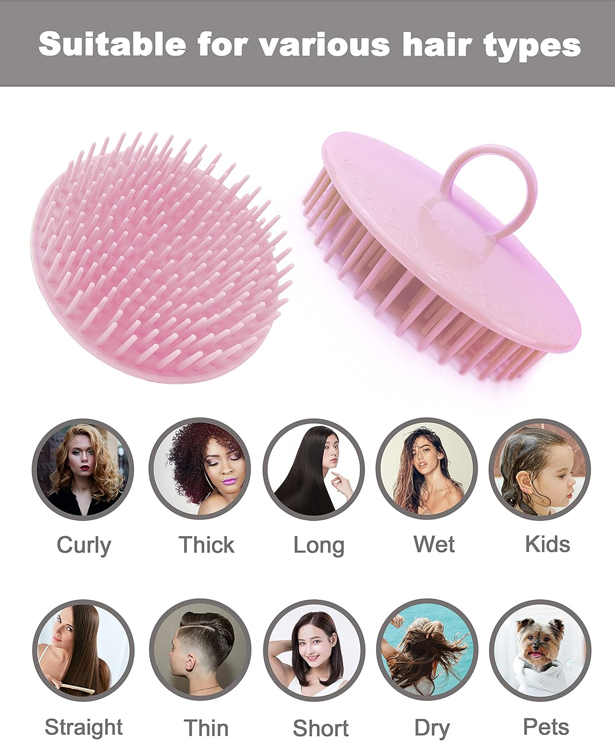 Hair Scalp Scrubber, 6 Pcs Scalp Massager Shampoo Brush, Plastic Shower Head Dandruff Comb, Washing Scrub Brushes for Kids Toddler Men Women Pets image number 2