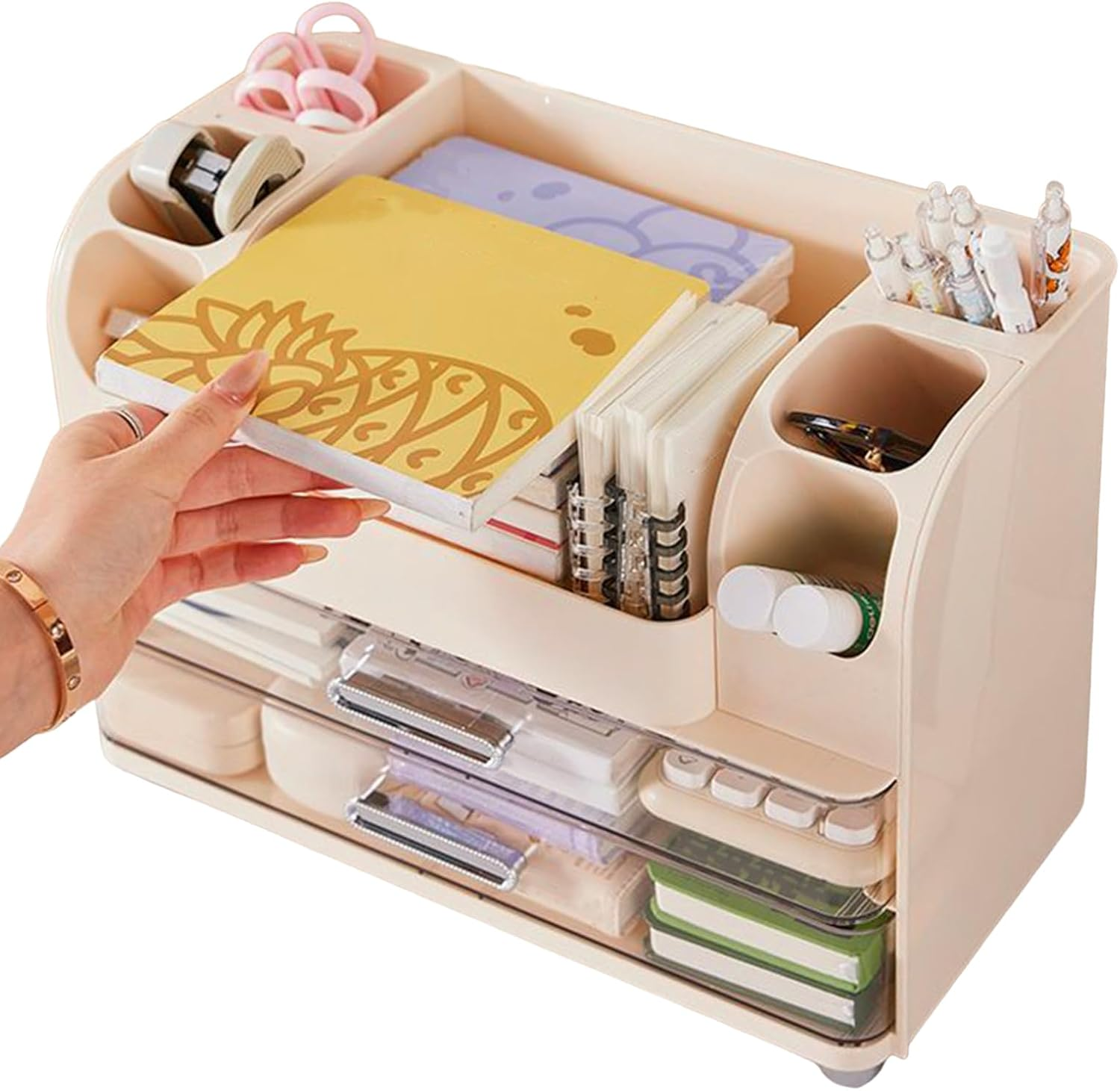 Vgvgaj Makeup Organizer - Cosmetic Tabletop Holder - Countertop Organizer with Drawer for Makeup Jewelry Toiletries Medicine Crafts Dresser Kitchen Bathroom