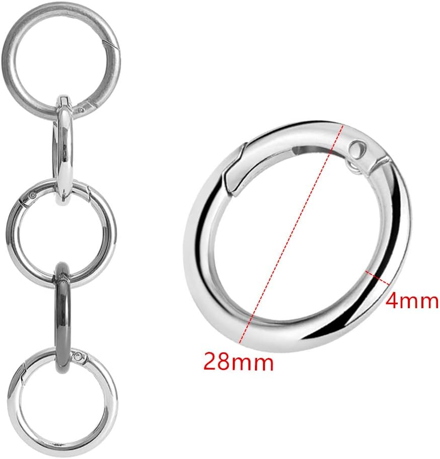 Spring O Rings, 40Pcs Spring O Ring Zinc Alloy Spring Clip, Wanfoou Spring O Rings round Carabiner Snap Clip, Spring Snap Clip for Keychain Necklace Jewelry DIY Key Chains, Bag