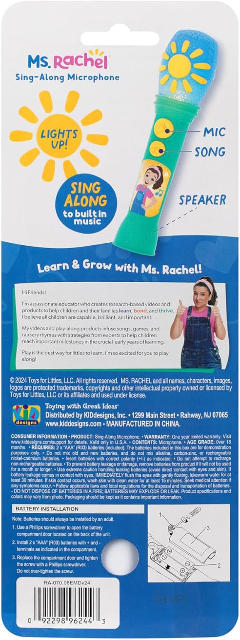 Ekids Ms Rachel Toddler Microphone Toy with Built-In Music and Lights, Designed for Mrs Rachel Toys Fans image number 5