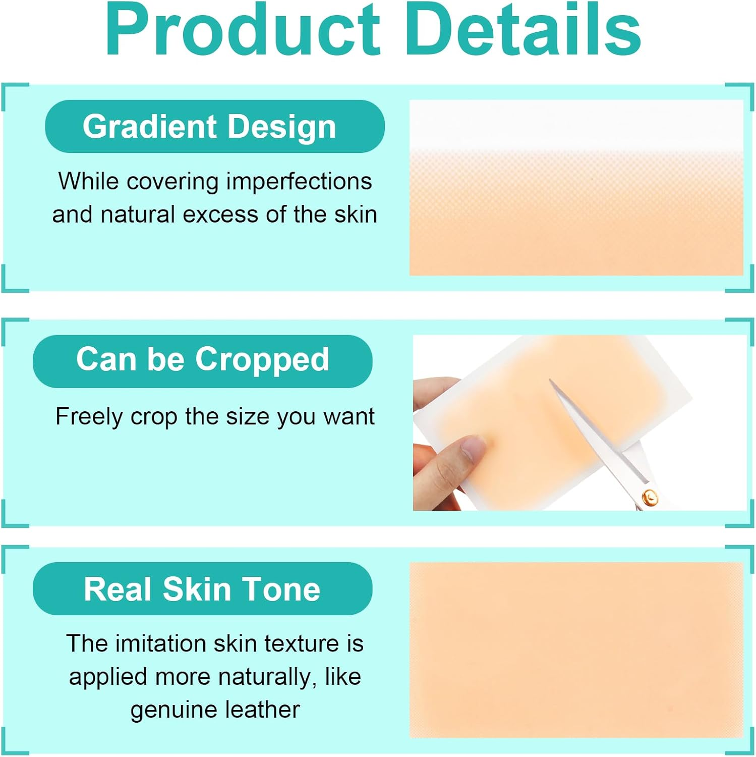 10 Pcs Tattoo Cover up Patches, 13X8.5Cm Invisible Waterproof Body Concealer Stickers, Natural Finish for Tattoos & Scars, Makeup Sticker Tape image number 2