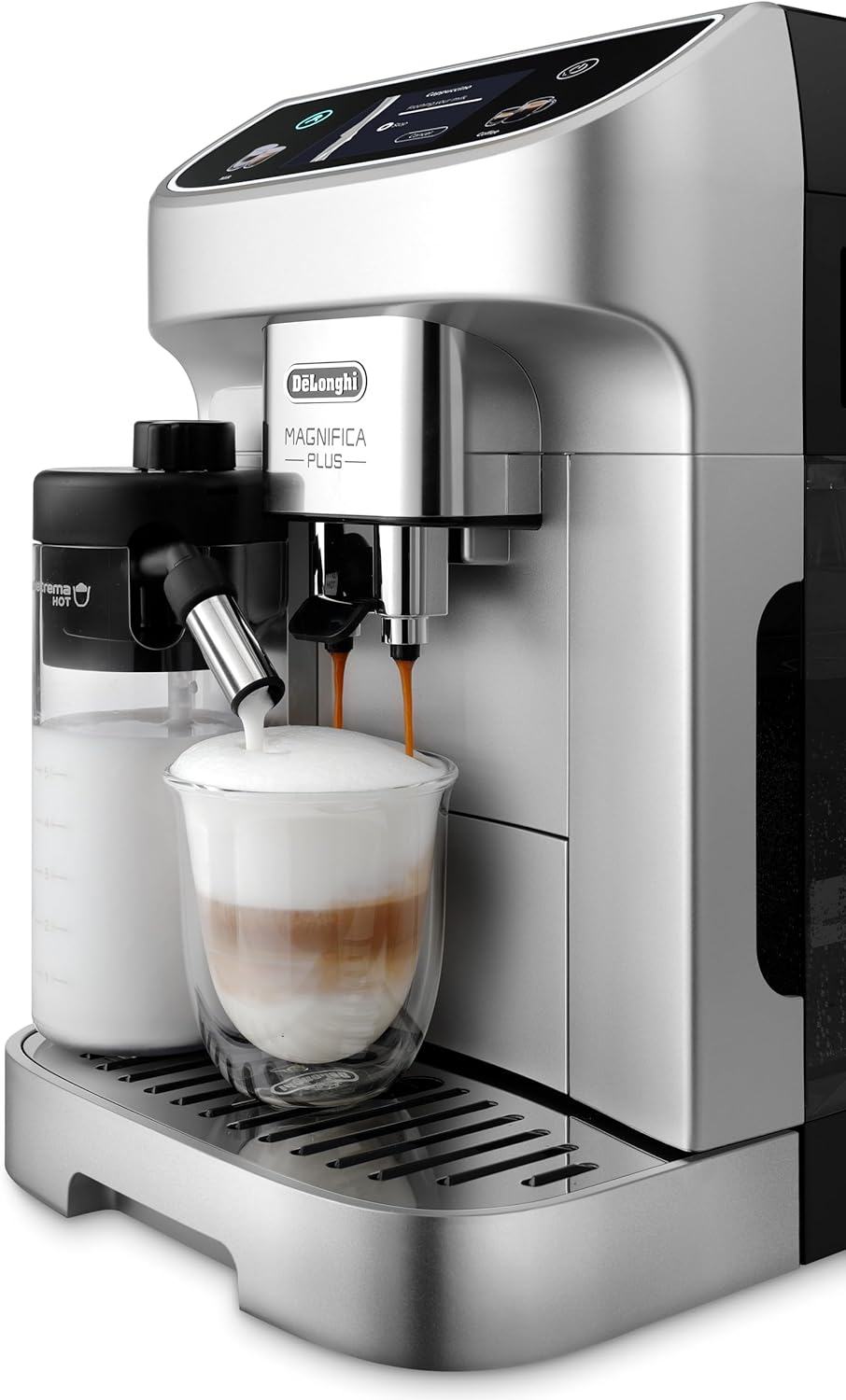 De'Longhi Magnifica plus Fully Automatic Coffee Machine ECAM320.70.SB, Lattecrema Hot Milk System, Full-Touch Color Display, Easy to Clean, 1450W, Silver/Black image number 6