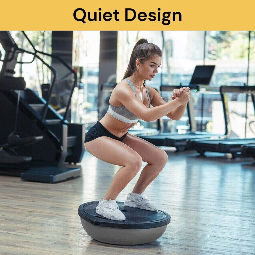 EZONEDEAL Balance Trainer Yoga Exercise Half Ball with Resistance Bands and Foot Pump for Pilates Fitness Home Gym Workout Training Equipment Small Size, Grey image number 6