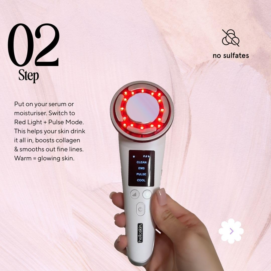 Helloskin Hot/Cold Face Massager & LED Light Therapy Handset V3.0 | Anti-Aging, Acne Treatment, Deep Cleansing, Redness Reduction, EMS Facial Toning, Skin Firming & Tightening (Skin Care Tool) image number 3