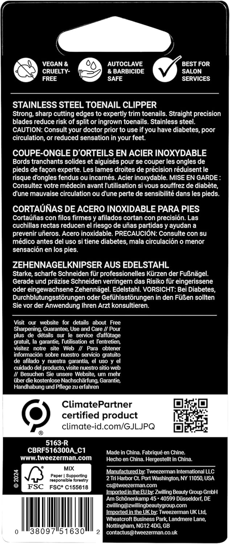 Tweezerman STRAIGHT TOENAIL CLIPPER 5163