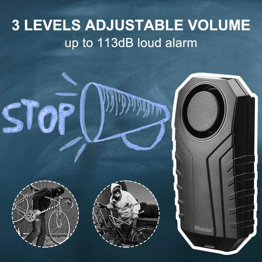WSDCAM Bike Alarm with Remote 2 Pack, 113Db Wireless Anti-Theft Vibration Motorcycle Bicycle Alarm Vehicle Security Alarm System (Black) image number 4