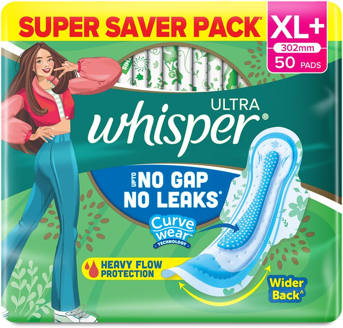 Ultra Clean Sanitary Pads for Women, XL+ 50 Napkins image number 2