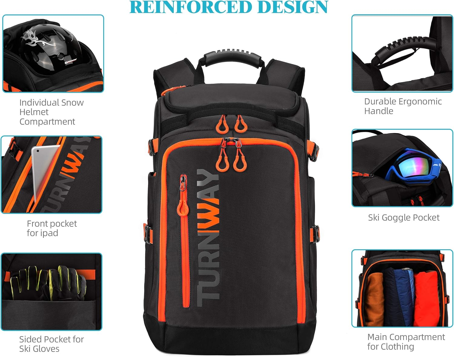 Turnway Ski/Snowboard Boot Bag/Skating Bag | Excellent for Store and Transport Gear, Jacket, Helmet, Goggles, Gloves & Accessories image number 6