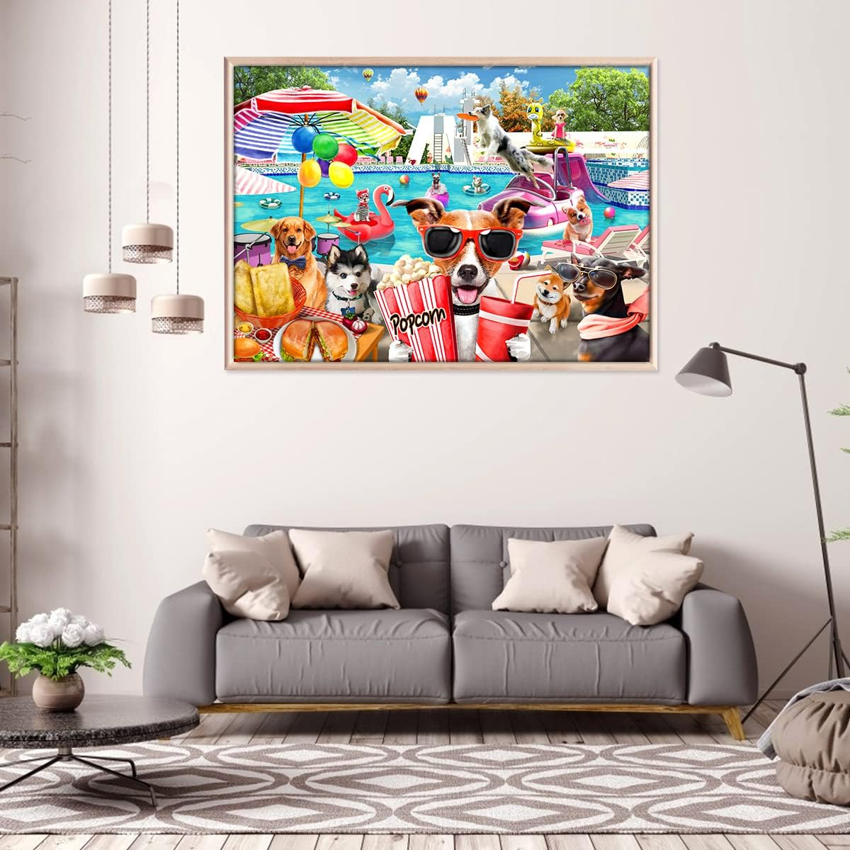 HUADADA Jigsaw Puzzles for Adults 1000 Pieces, Puzzles for Adults 1000 Piece, Challenging Game Toys, Impossible Puzzle, Family Decoration Puzzle - Dogs Water Park image number 4