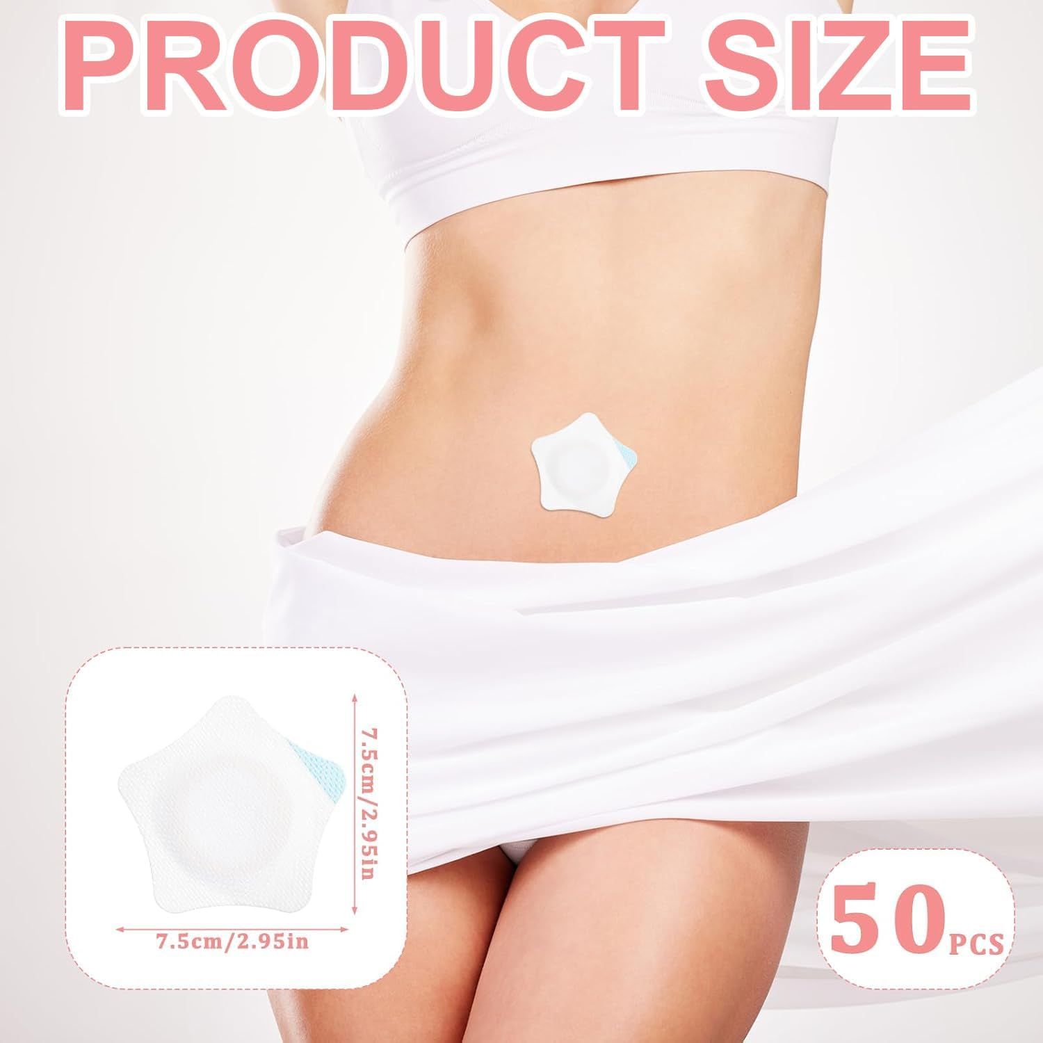 60Pcs Integrated Castor Oil Patches, 2.76In Self Adhesive Sleep Castor Oil Pack, Portable Multi-Layer Anti-Leak Strong Adhesion Organic Cotton Belly Button Patches for Women. (Without Oil) image number 4