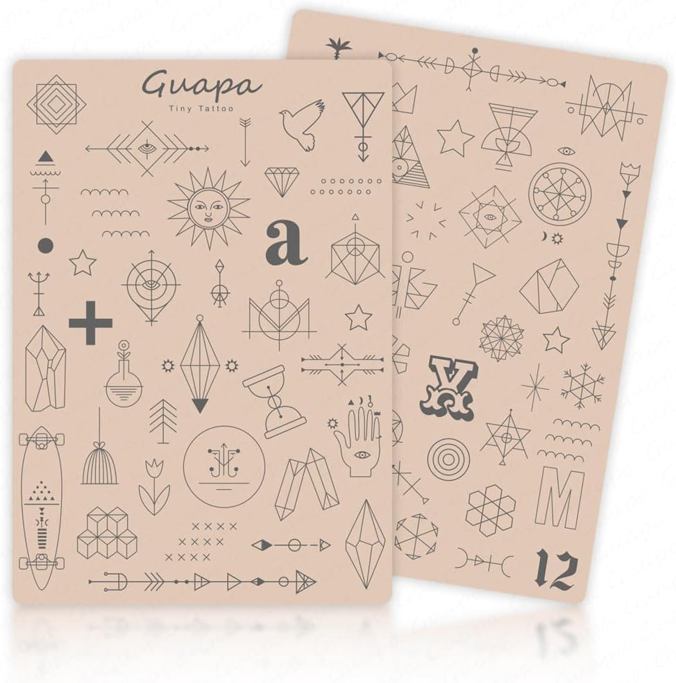 Mini Tattoo Practice Skin - 1.5 Mm Thick Double-Sided Silicone Pad for Practice Fine Lines - Realistic Artificial Skin for Beginners and Experienced Tattoo Artists (2 Pieces Pink Design #10)