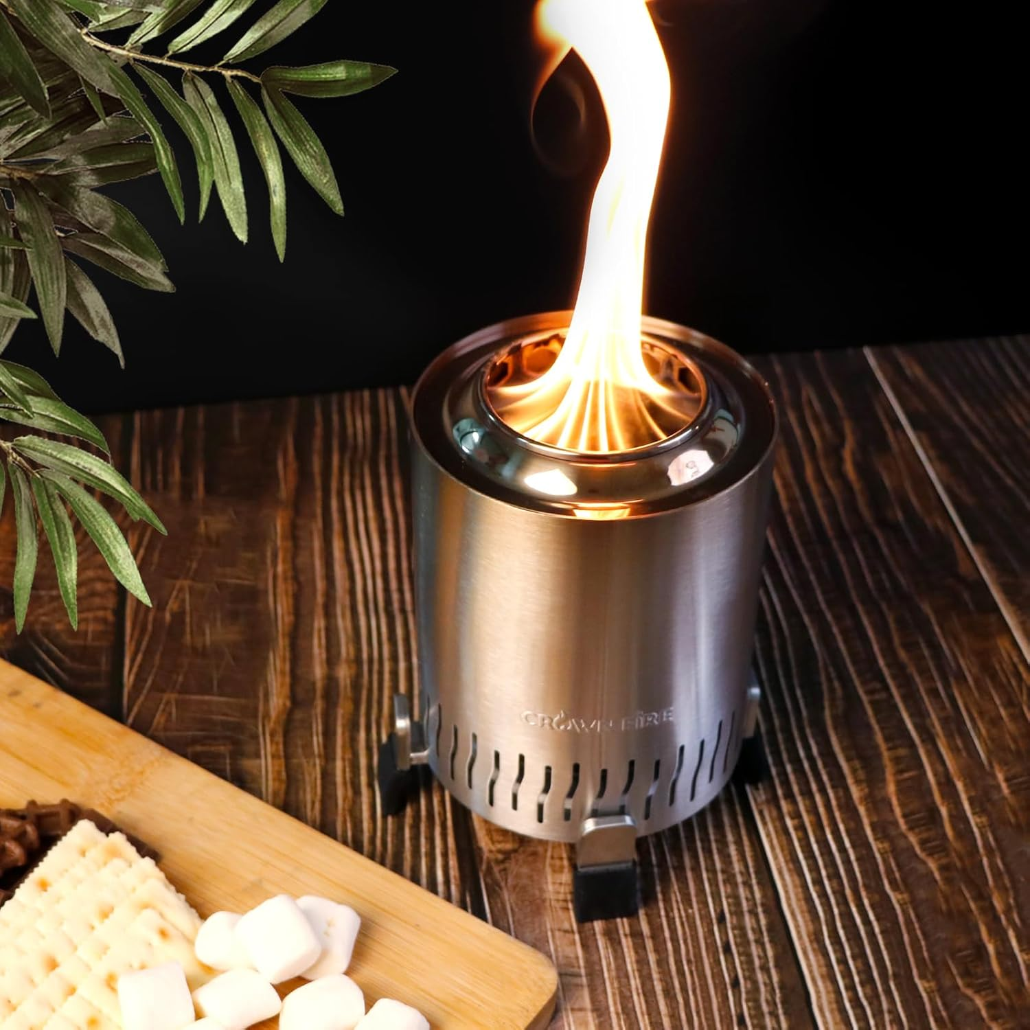 Outdoor Tabletop Pit, Smokeless Mini Table Top Stove for Patio Balcony Backyard, Includes Roasting Sticks, Travel Bag, Starters, Tongs, Lid | Fueled by Pellets or Wood (Stainless Steel) image number 3