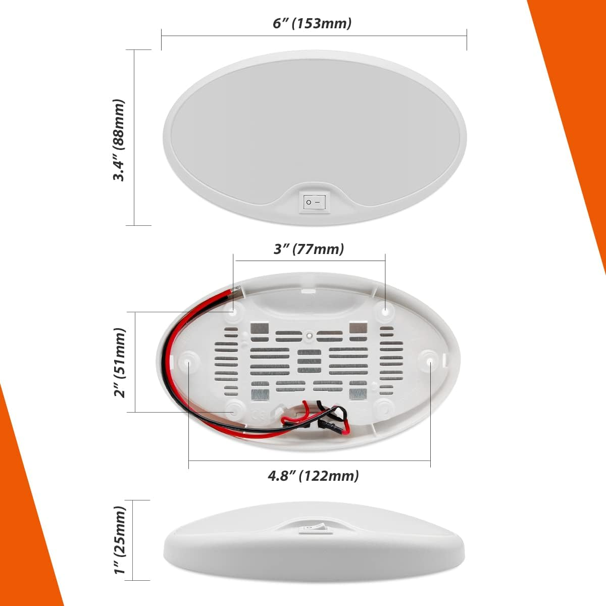 Dream Lighting 12V LED Caravan Light Switch Utility Porch Ceiling Dome Lamp Warm White, Replacing Incandescent of Automotive, Motor-Home, Caravan, Boat - Single Pacake Coolwhite image number 5