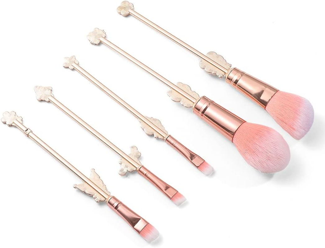 Rongji Jewelry Marie Cartoon Cat Makeup Brushes - 5Pcs Cute Animal Designed Soft Pink Makeup Brushes Set, Professional Cosmetic Tool Kit Pink Drawstring Bag Included for Girls and Women (5PCS Kuu) image number 5