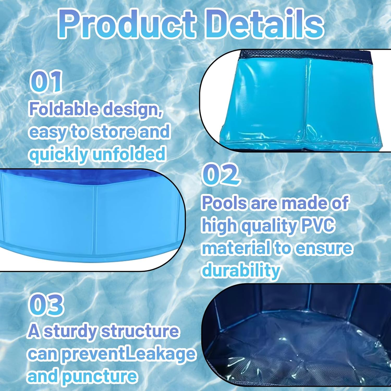 Cat Pool, 30 X 10 Cm Non-Slip Cat Tub, Swimming Pool for Dogs and Cats in Summer, Mini Pool for Kittens and Puppies for Playing and Bathing (Blue) image number 4