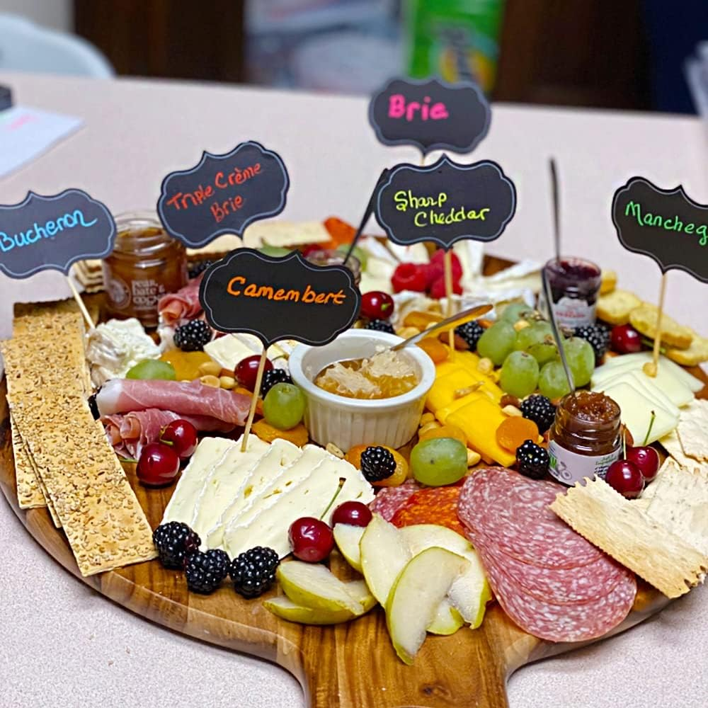 48 Pcs Cheese Markers for Charcuterie Board, Blank Toothpic Flags Black Cheese Labels, Buffet Labels Food Tags, Cupcake Name Tag Toppers image number 2