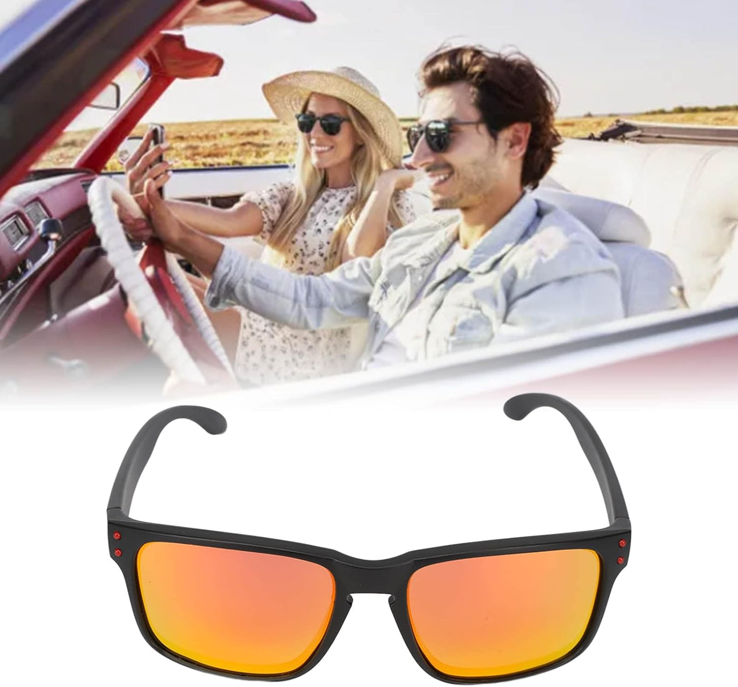 Square Sunglasses, Lightweight Free to Move Unisex Sunglasses Comfortable HD Lens for Men and Women image number 3