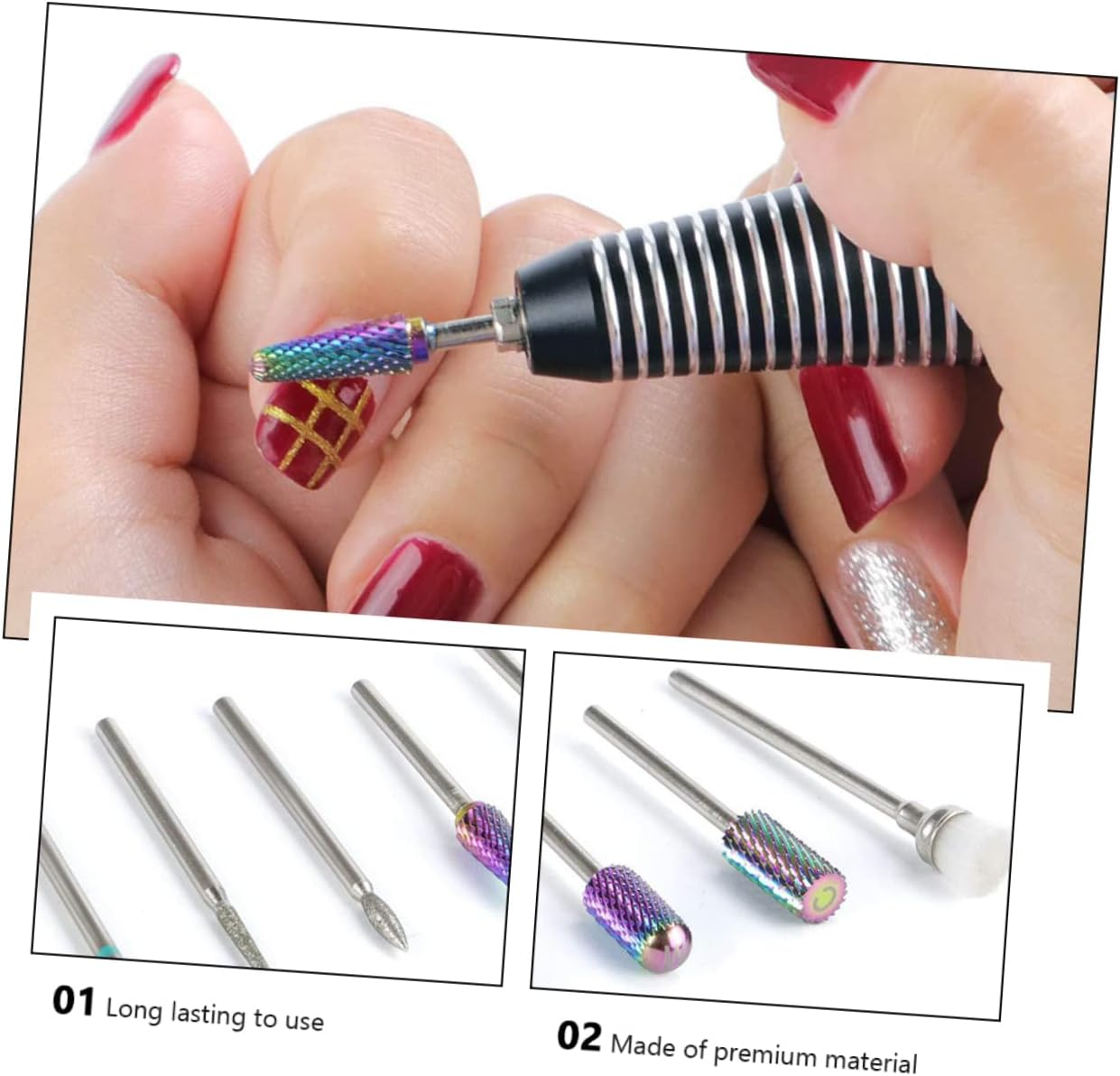 DEARMAMY Multi-Function Nail Drill Tungsten Steel Grinding Heads Manicure Grinding Tools Easy Install image number 1