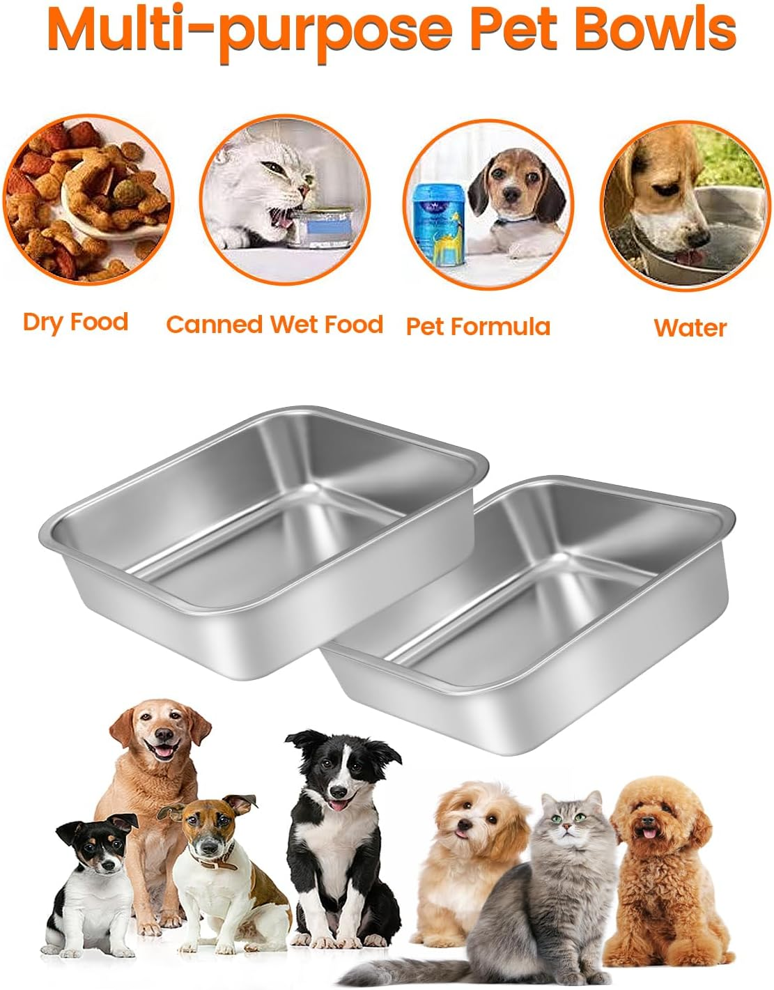 Dog Bowls Stainless Steel High Capacity Dog Food Bowls for Small Medium and Large Dogs (2 Pack 1.6L) image number 2