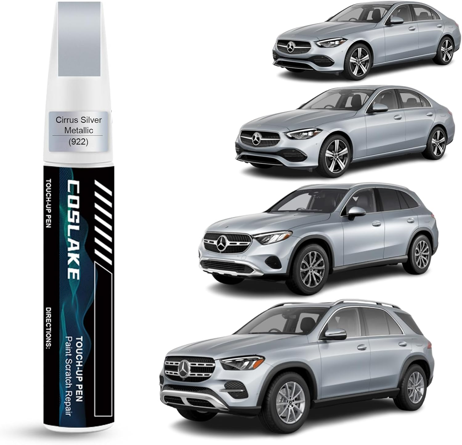 COSLAKE Car Touch up Paint(Polar White(149/9149)) for Mercedes-Benz, Car Paint Scratch Repair Kit, Quick & Easy Solution to Repair, 2 in 1 Scratch Remover Pen with Color-Matched