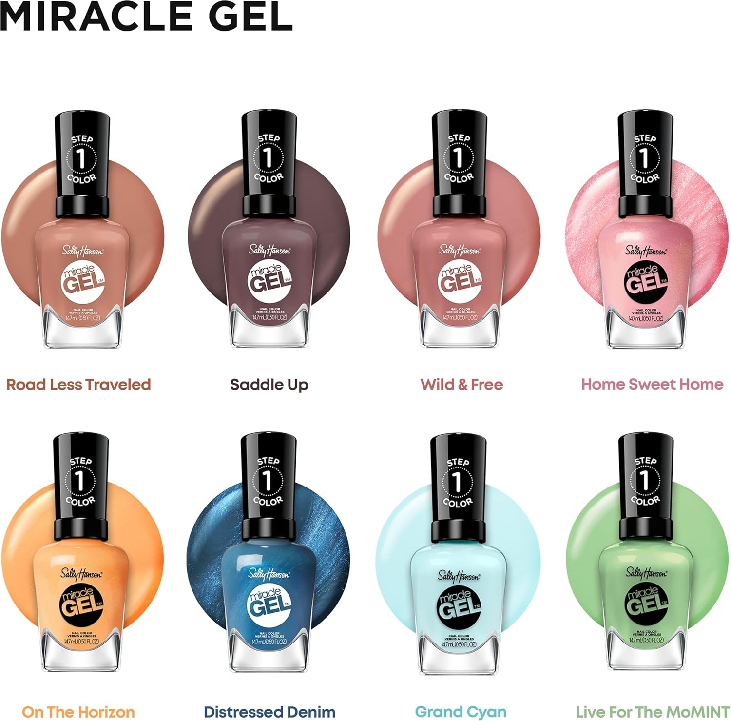 Sally Hansen Miracle Gel Nail Polish - Distressed Denim​, Chip-Resistant, High-Shine, Easy to Apply, 14.7Ml image number 3