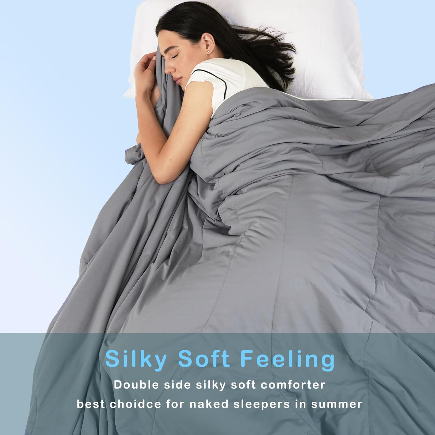 ACCURATEX Cooling Comforter Queen Size,Q-Max > 0.45 Arc-Chill Cooling Blanket, Lightweight Cool Blankets for Hot Sleepers and Night Sweats, Silky Soft Breathable Summer Cool Comforter,Grey(228X228) image number 6