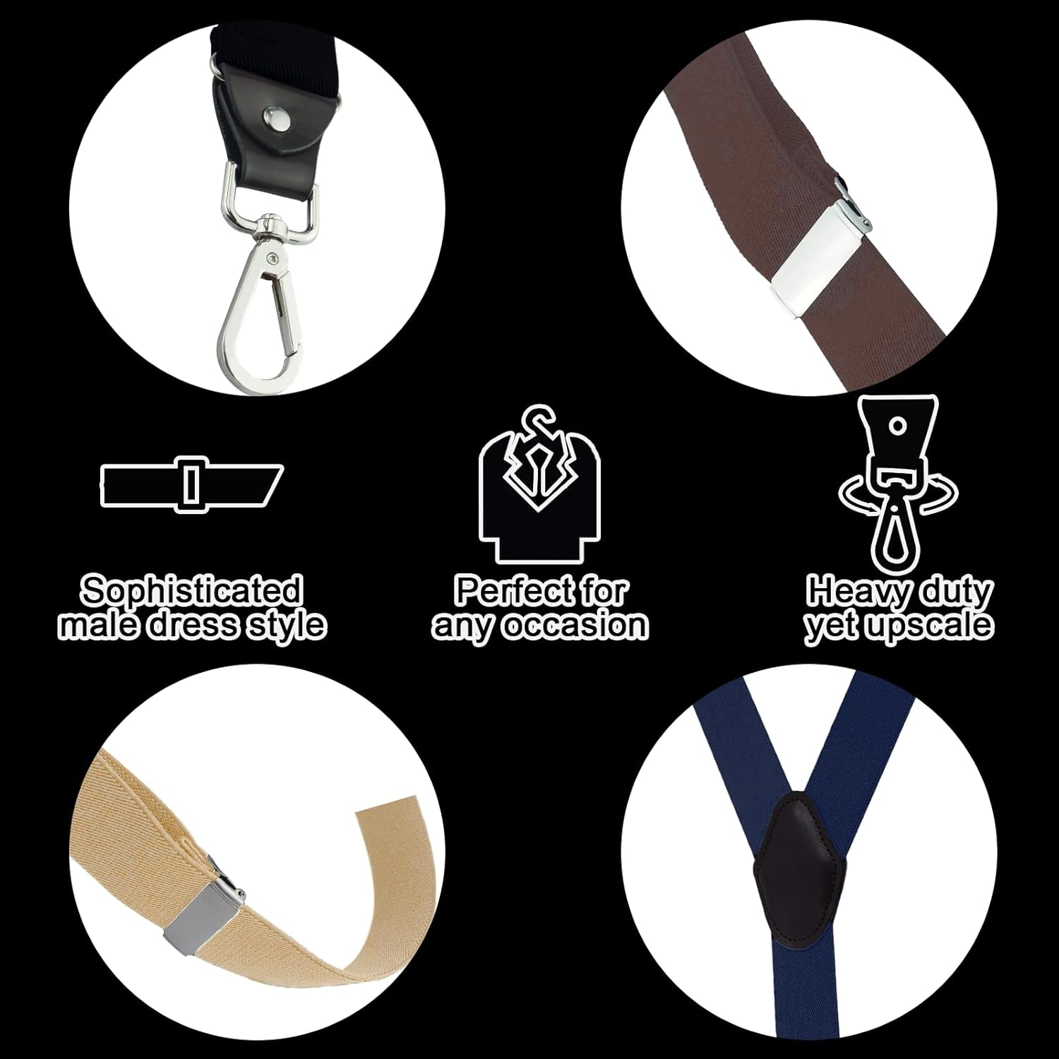 Vymoreon Men'S Suspenders with 4 Swivel Hooks for Heavy Duty, Big and Tall Mens Braces for Trousers