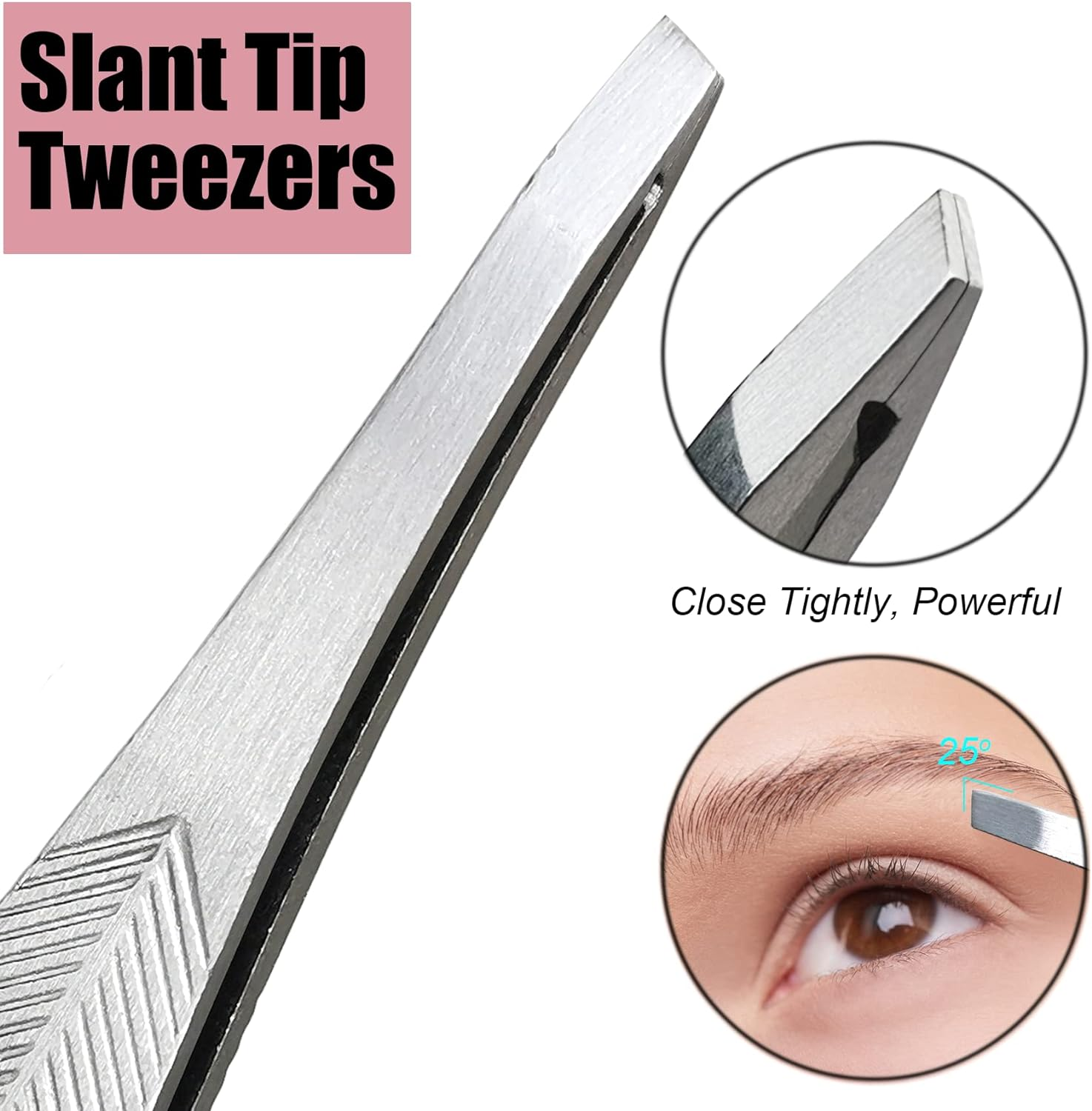 Lepinko 2PCS Tweezers Set for Women and Men, Precision Tweezer Kit for Ingrown Hair, Facial Hairs, Chin Hair, and Splinter Removal, Professional Eyebrow Plucker Tweezers, Silver image number 3
