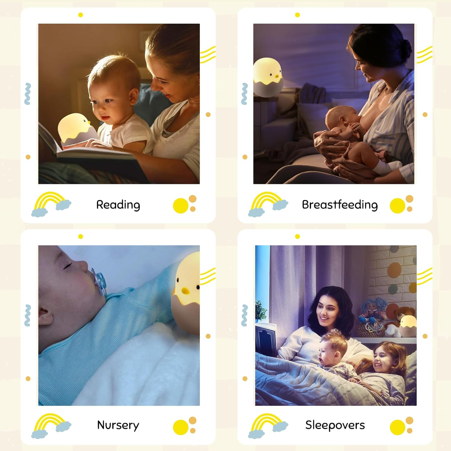 Night Light for Kids | Baby Nursery Lamp with Touch Controls | Cute Chick Bedside Nightlight for Nursing/Breastfeeding | USB Rechargeable | Newborn or Toddler Bedroom Decor for Boys and Girls image number 1