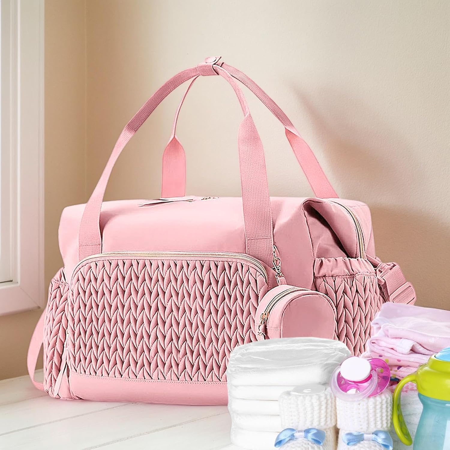 Hospital Bag | Large Capacity Kids Diaper Bag with Pacifier Case,Reusable Travel Accessories, Labor Delivery Backpack for Women image number 4