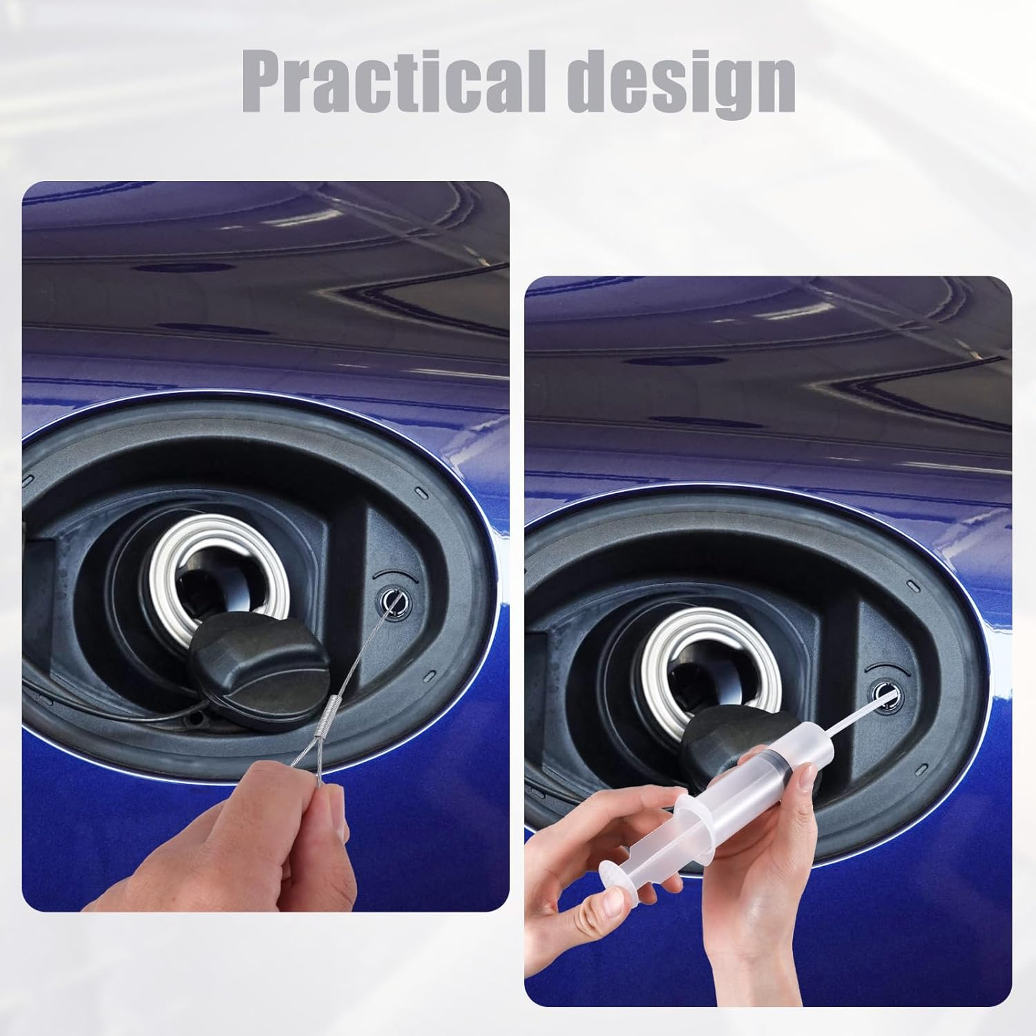 BOXOB Auto Sunroof Drain Cleaning Tool Kit, 59.1In Long Pipe Cleaners with Tube Cleaning Brush Syringe Hose Syringe Flexible Soft Drain Brush for Car Sunroof Trunk Wiper Hole (Steel Wire) image number 5