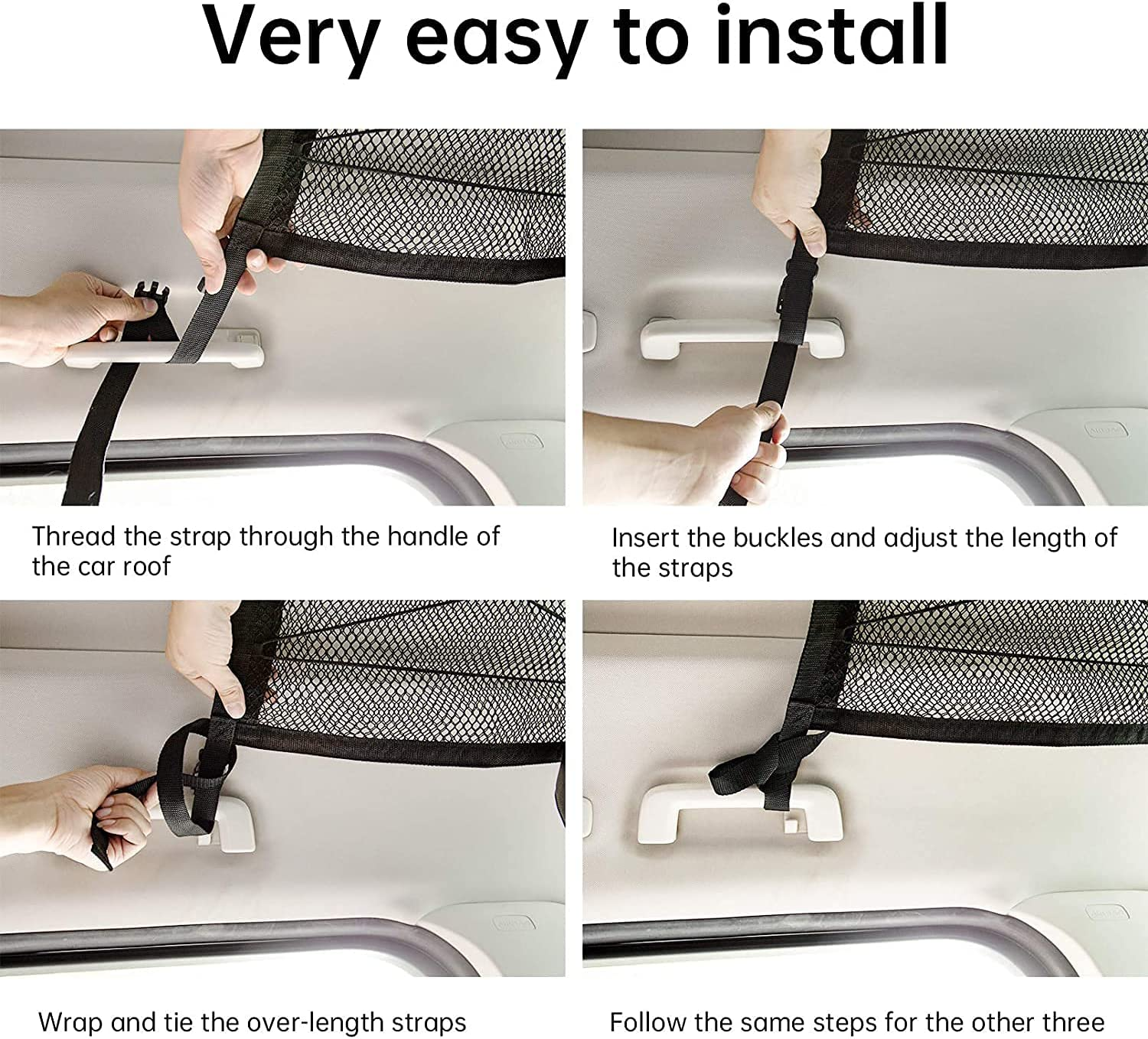 Car Ceiling Cargo Net Pocket, 90Cmx65Cm Adjustable Double-Layer Mesh SUV Roof Organizer Long Trip Storage Bag, Tent Putting Quilt Children'S Toy Towel Sundries Interior Accessories image number 4