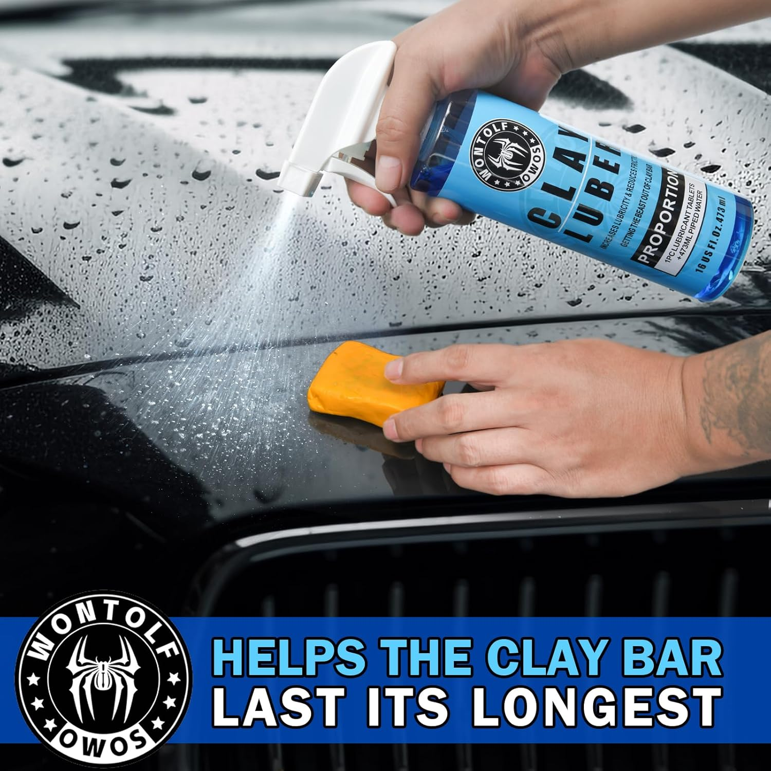 Wontolf Heavy Duty Clay Bar System for Car Detailing, Kit Includes 4 Ultra Fine Clay Bars, Luber Synthetic Lubricant, Microfiber Towel