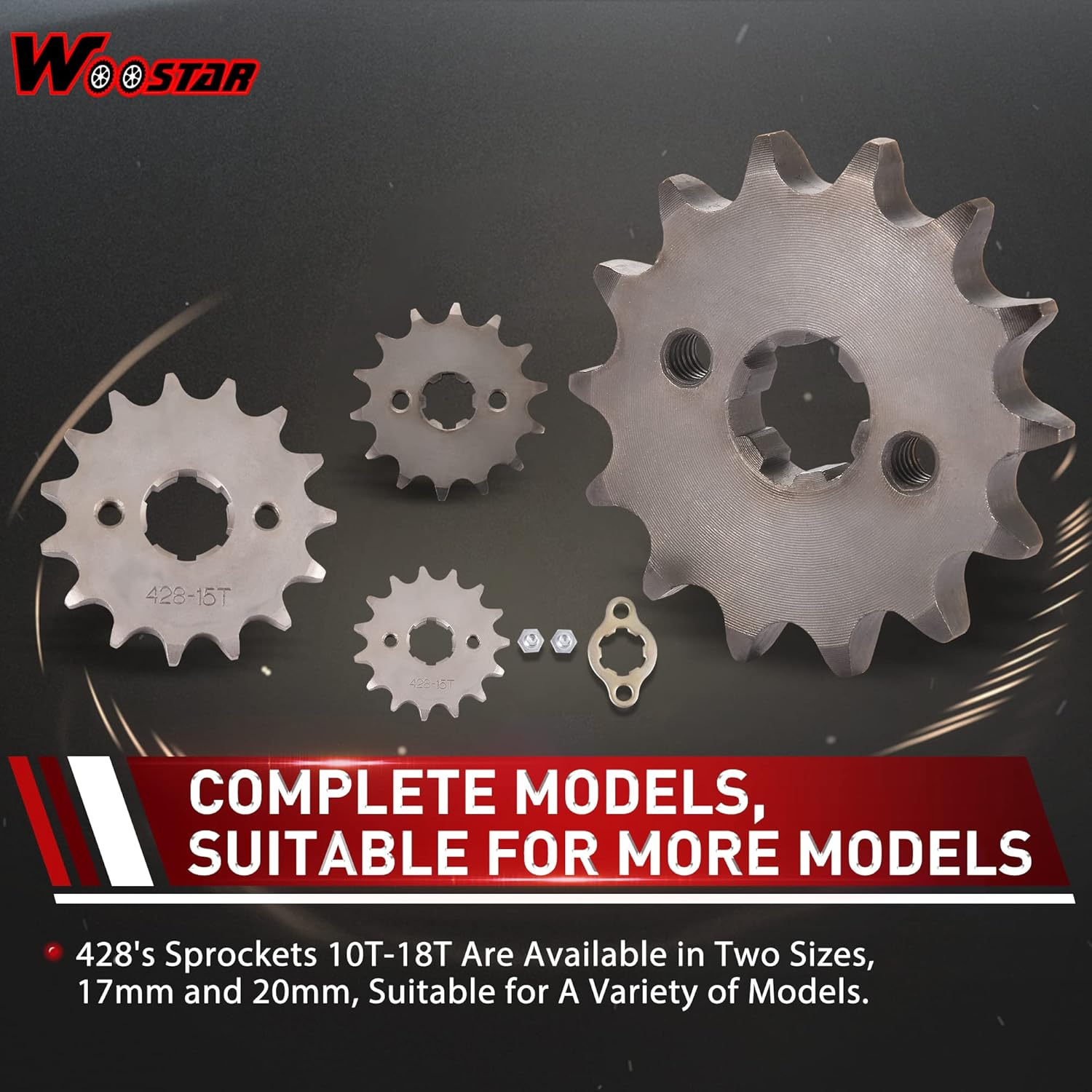 WOOSTAR Motorcycle 428-14T Front Sprocket 17Mm for 50Cc 70Cc 90Cc 110Cc 125Cc Dirt Pit Bike Mini Bike ATV 4 Wheeler Moped image number 2