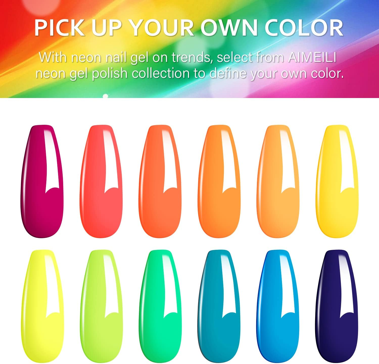 AIMEILI Soak off UV LED Gel Nail Polish Summer Colour Bright Neon Hema Free Gel Polish Set of 12Pcs X 8Ml - Kit Set 24 image number 4