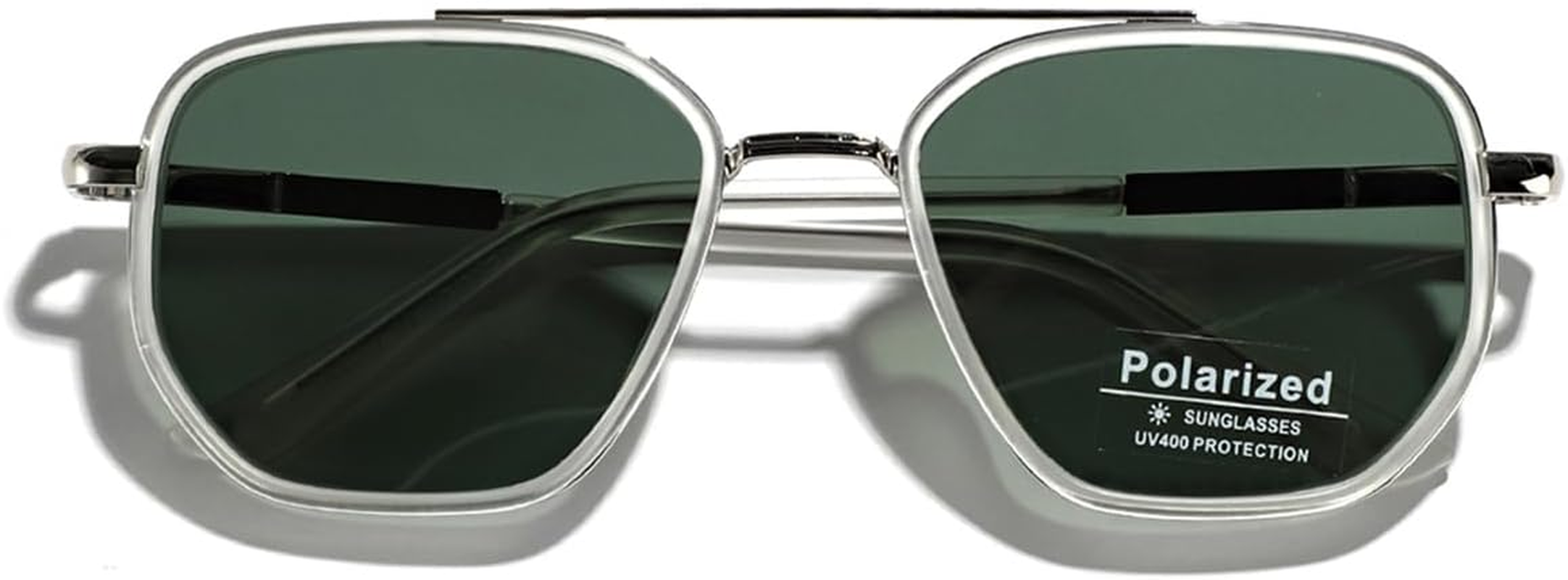 LIGOES TR90 Polarised Sunglasses Retro Square Flattop Sunglasses Double Bridge Full Frame UV400 Lens Glasses image number 3