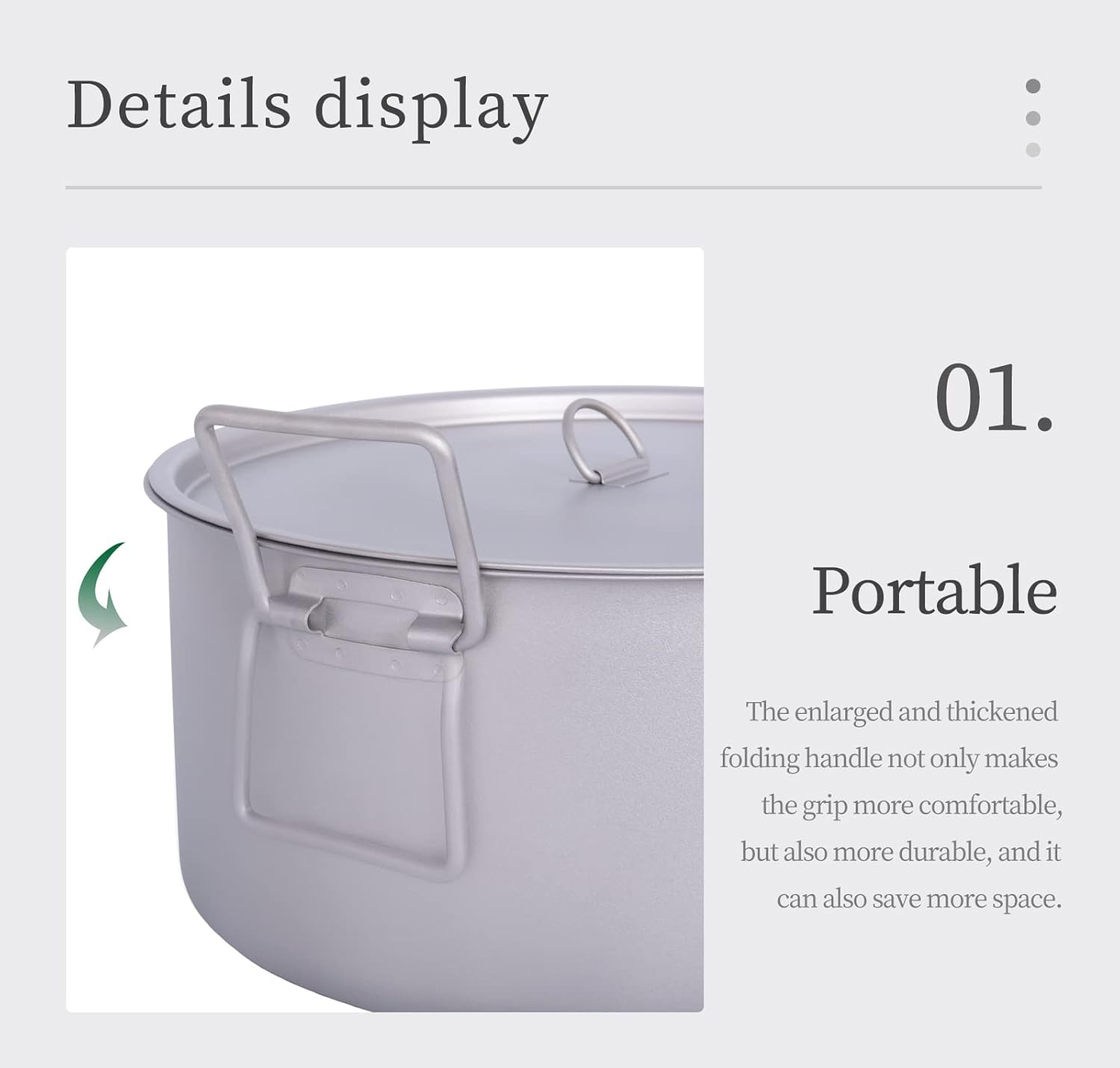 Boundless Voyage Ti2104C 5L Outdoor Camping Titanium Pot with Lid Folding Handle Hiking Picnic Portable Large Capacity Stockpot Cooking Pot image number 2