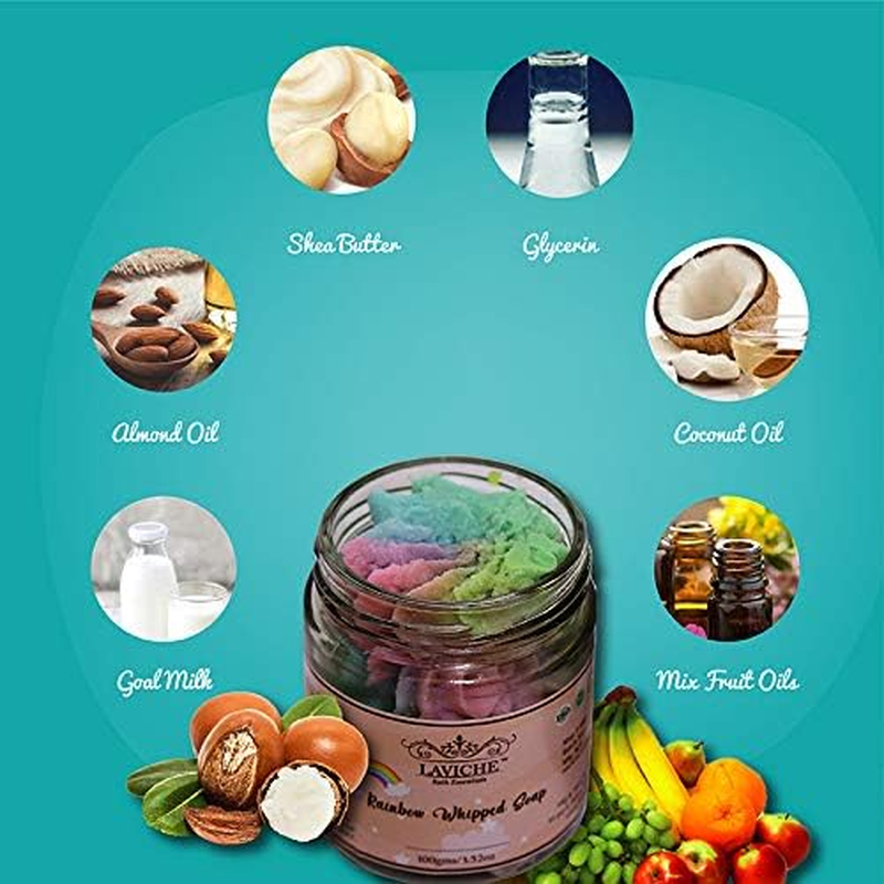 Laviche Bath Essentials Rainbow Whipped Soap,100 GM image number 3